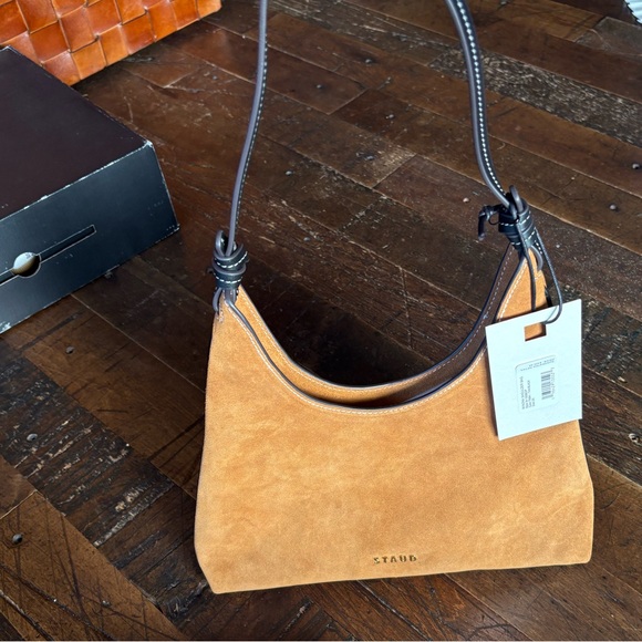 STAUD Handbags - STAUD Camel Suede Shoulder Bag
